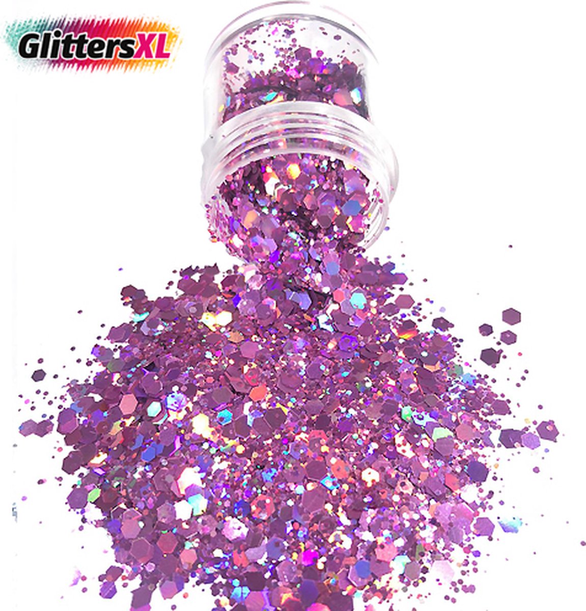 GlittersXL - Chunky Glitters (Paars) (Volume 8g) [Festival Makeup Gezicht Lichaam - Face Body Glitter - Biologisch afbreekbaar - Versiering Dames Volwassen Kinderen]